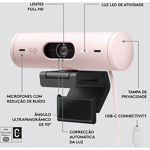 Webcam Logitech Brio 500 - FHD - Rosa - Image 7