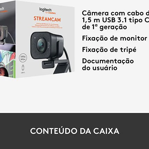 Webcam Logitech StreamCam Full HD 1080p USB 3.1 Type-C - Preto - Image 10
