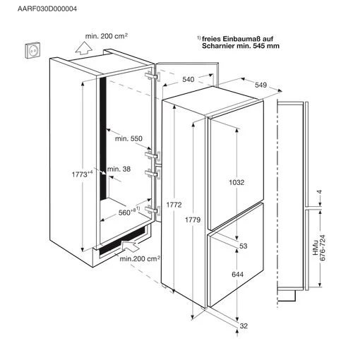 Frigorífico Combinado Encastrável Zanussi ZBB28460SA | 177,2x54x54,7 cm | 196 L | G | Branco - Image 2